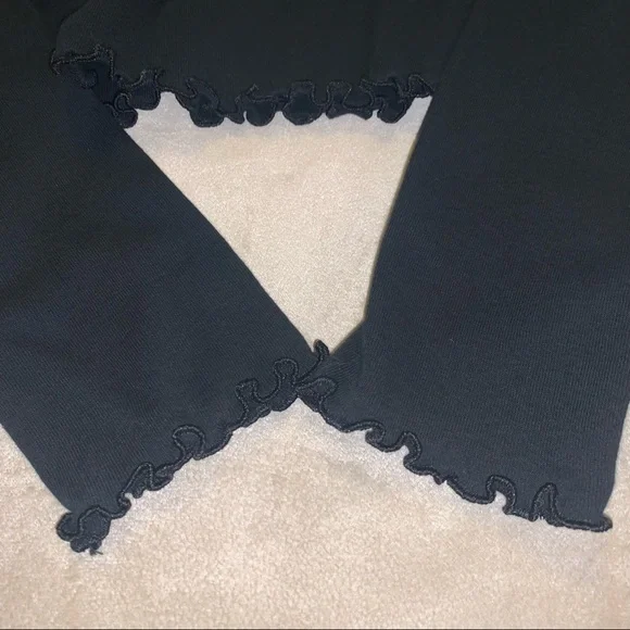 Wild Fable Black Long Sleeve Crop Top Lettuce Hem Medium - Picture 5 of 6